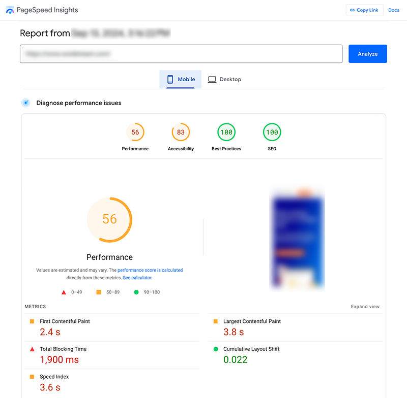 PageSpeed Insights User Reporting Tool for Mobile and Desktop